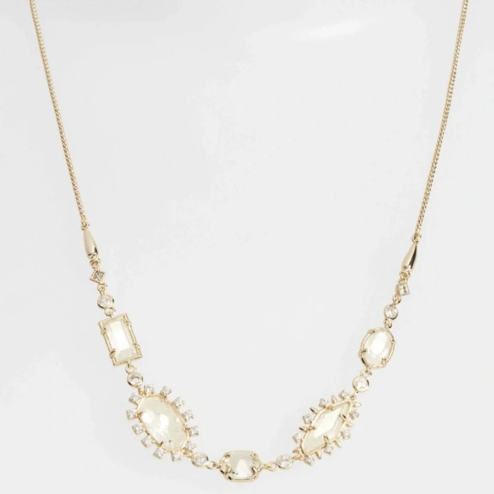 KENDRA SCOTT June Gold Clear White Crystal Mix Necklace